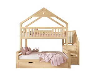 Lit superposé 90x200 cm <strong></strong>  <strong>CozyNest</strong> coloris marron