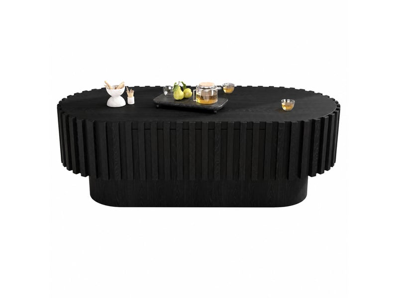  Table basse ovale noire avec tiroir intégré, 100 × 50 cm  - Conforama C