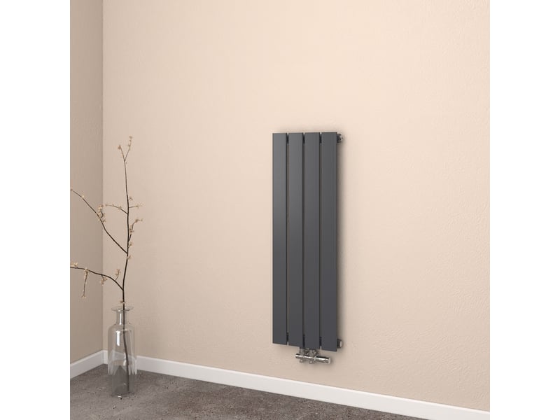 Emke radiateur à eau chaude, radiateur plat seule couche connexion centrale, montage mural vertical design, noir 90x30cm, 297w  - Conforama B