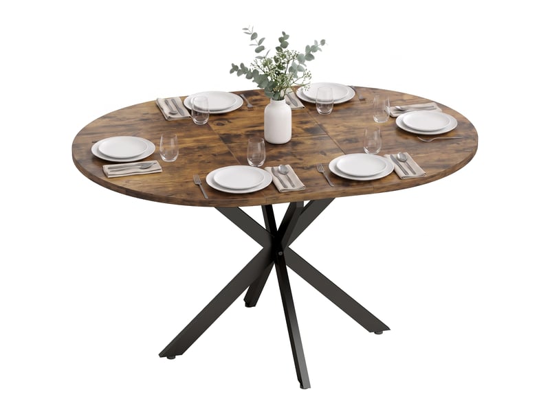  Table à manger extensible 4 à 6 personnes mdf et acier marron rustique 135x100x75 cm  - Conforama B