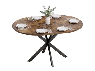 Table à manger extensible 4 à 6 personnes mdf et acier marron rustique 135x100x75 cm