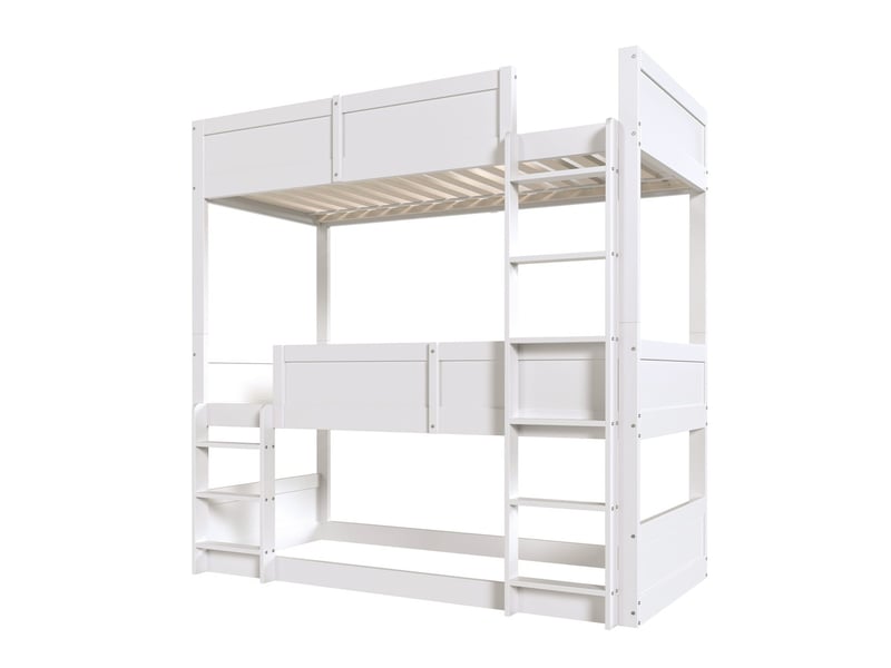  Lit superposé 90x200cm bois massif barrière haute enfant blanc LDB00230AAK - Conforama E
