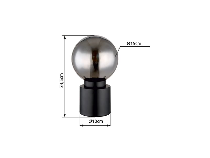  Globo marka lampe de table globe, abat-jour en verre fumé noir mat doré, 1 culot e14  - Conforama E