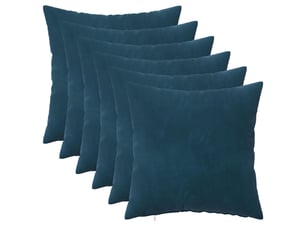 Lot de 6 coussins avec oreiller, coussins décoratifs heerlen bleu velours cf50804