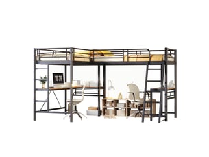 Lit superposé 2x90x200 cm <strong>OKMYHOME</strong>  <strong></strong> coloris noir