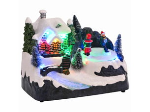 Village de noël mini 16 x 11,5 x 13 cm plastique multicolore cf61987