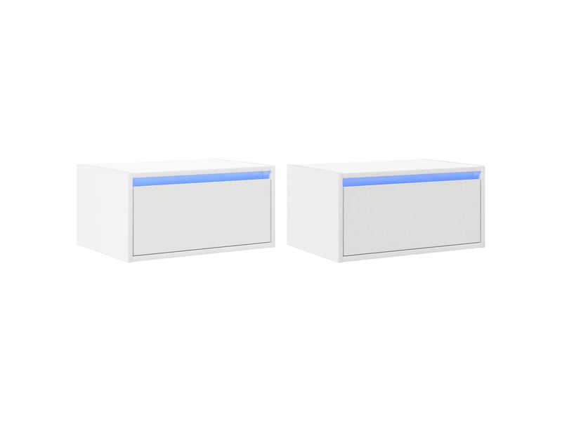  Lot de 2 tables de chevet - cabinet de chevet - table de nuit murales avec lumières led blanc  - Conforama A