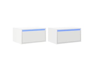 Lot de 2 tables de chevet - cabinet de chevet - table de nuit murales avec lumières led blanc