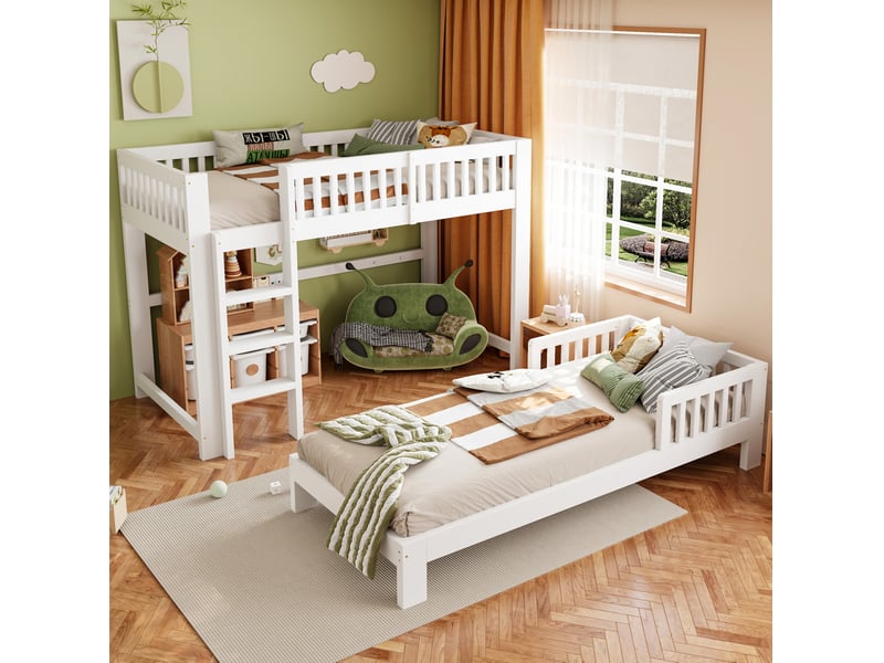  Lit superposé modulable enfant 90 x 200 cm avec lit simple evryae  - Conforama D