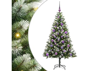 Sapin de noël, arbre de noël artificiel avec neige artificielle 150 led shl6017