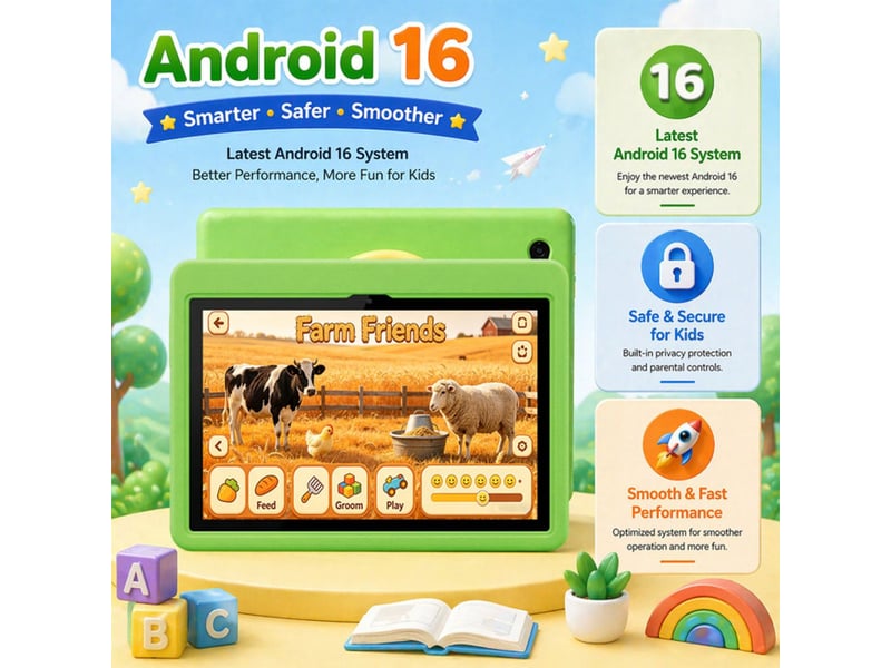  Tablette enfant 10.1 android 16 wifi 6 24 go ram 128 go stockage verte 413542_AACLC99658_6_DROPFR - Conforama D