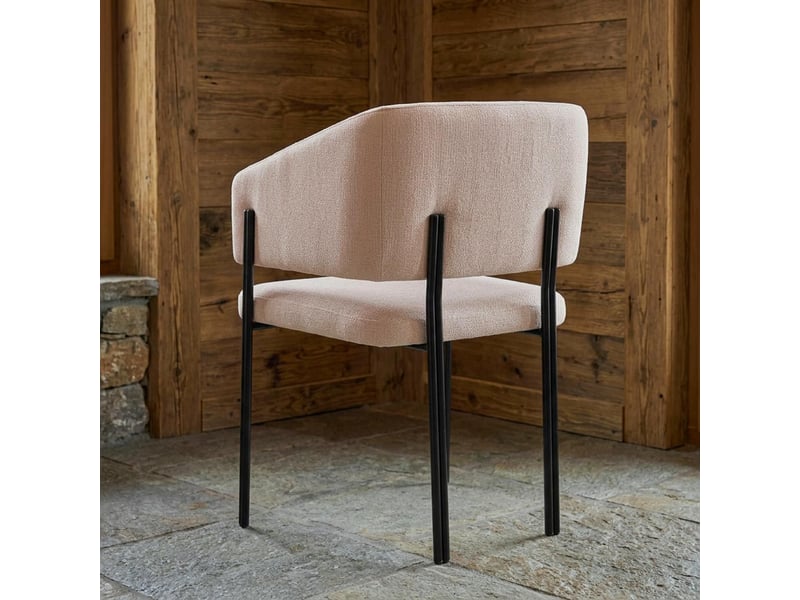 Lot de 2 chaises design et matelassées isaure métal noir et tissu beige Isaure - Conforama C