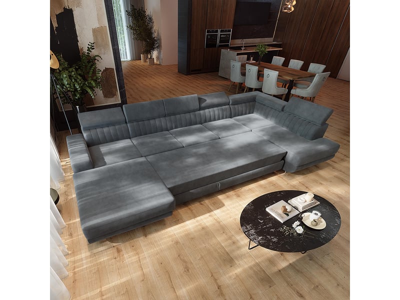  Canapé d'angle gaian, velours gris  - Conforama D