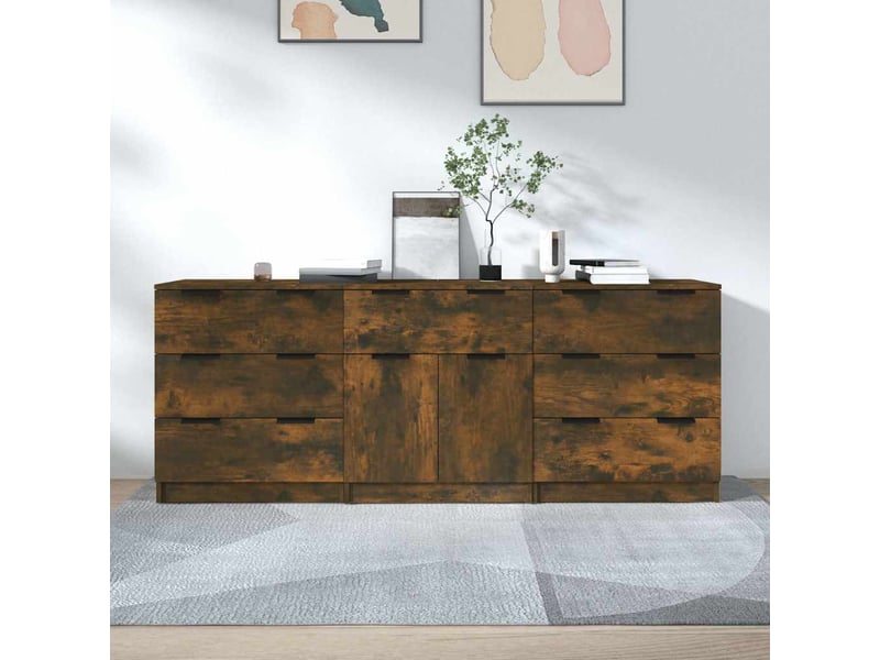  Buffets 3 pcs - bahut - meuble de rangement chêne fumé bois d'ingénierie  - Conforama B