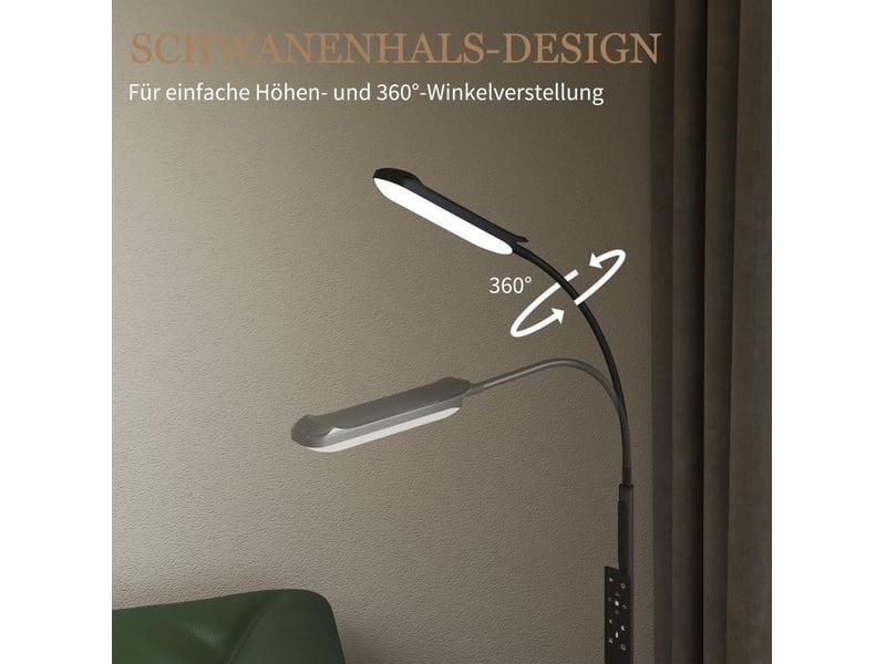 Lampadaire led noir 175 cm dimmable avec télécommande et col de cygne - Conforama E
