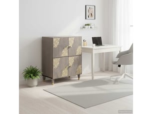 Buffet - bahut - meuble de rangement gris et or 60 x 33 x 75 cm bois de mangue massif