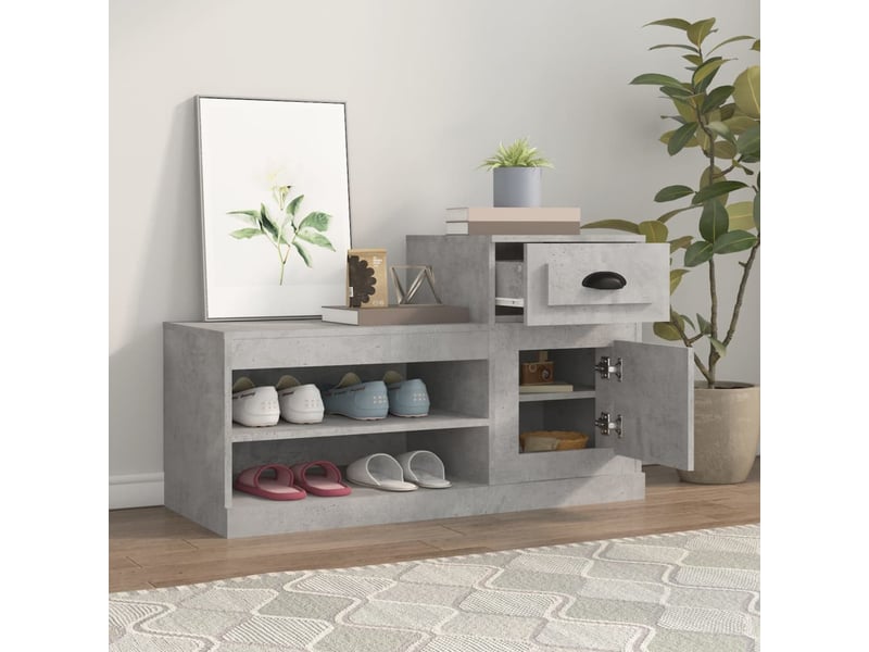  Meuble à chaussure, armoire à chaussures gris béton 100x42x60 cm bois d'ingénierie  - Conforama C
