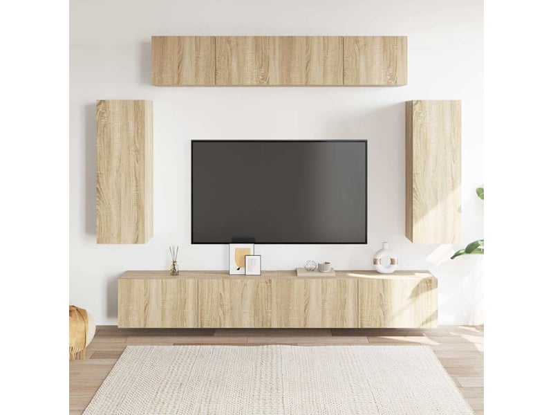  Ensemble de meuble tv - banc tv - meuble de rangement 6 pcs chêne sonoma bois d'ingénierie  - Conforama B