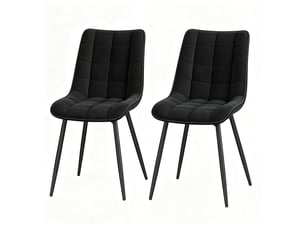 Chaises de salle à manger lot de 2 ergonomiques - dossier rembourré, pieds en métal, velours noir