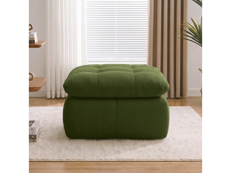 Pouf de salon - chenille ottomane verte, 72.5 x 63 x 50 cm, modulable, pour salon, revêtement en chenille de haute qualité et doux - Conforama C