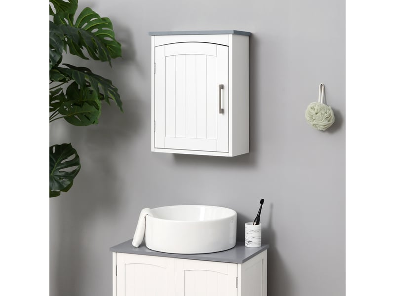 Meuble wc suspendu armoire à pharmacie murale armoire salle de bain rangement avec porte et étagère réglable - 41 x 18,5 x 52 cm - mdf - blanc - Conforama B