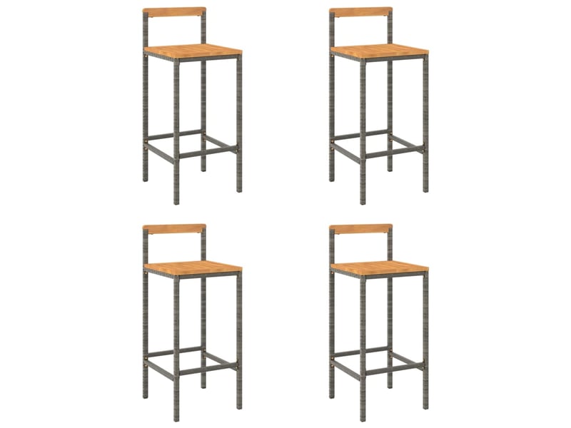  Lot de 4 tabouret de bar, chaise de bar gris résine tressée et bois d'acacia shl65626  - Conforama A