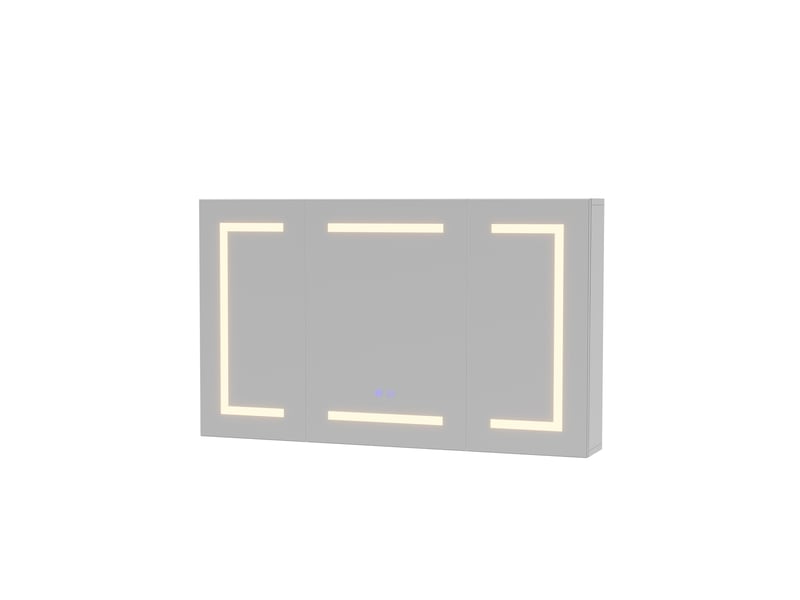 Armoire de toilette led 3 portes - 100 x 13.5 x 60 cm-blanc - meuble de salle de bain avec éclairage 3 couleurs, antibuée et prise - Conforama A