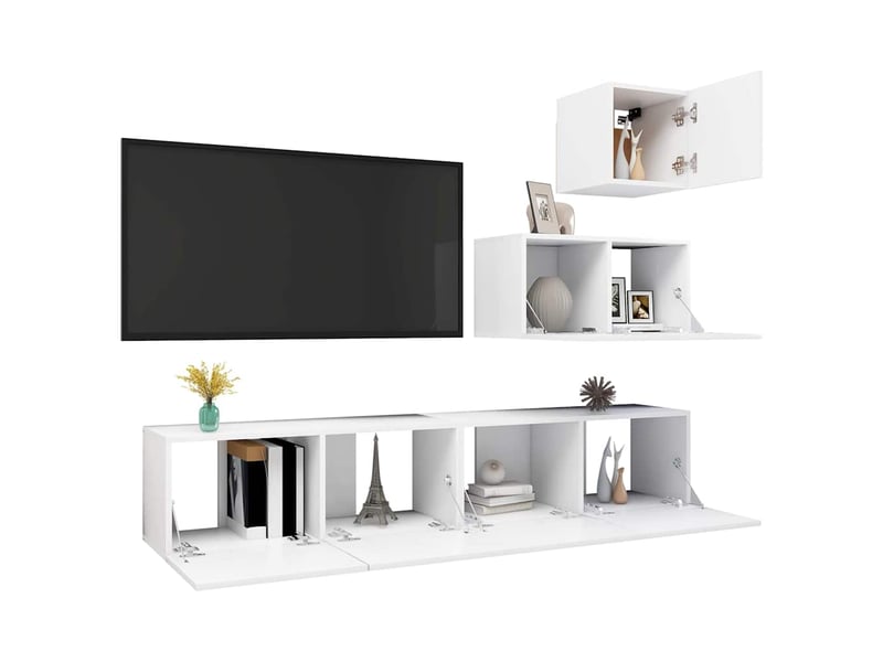  Ensemble de meubles tv 4 pcs blanc bois d'ingénierie shl73049  - Conforama C