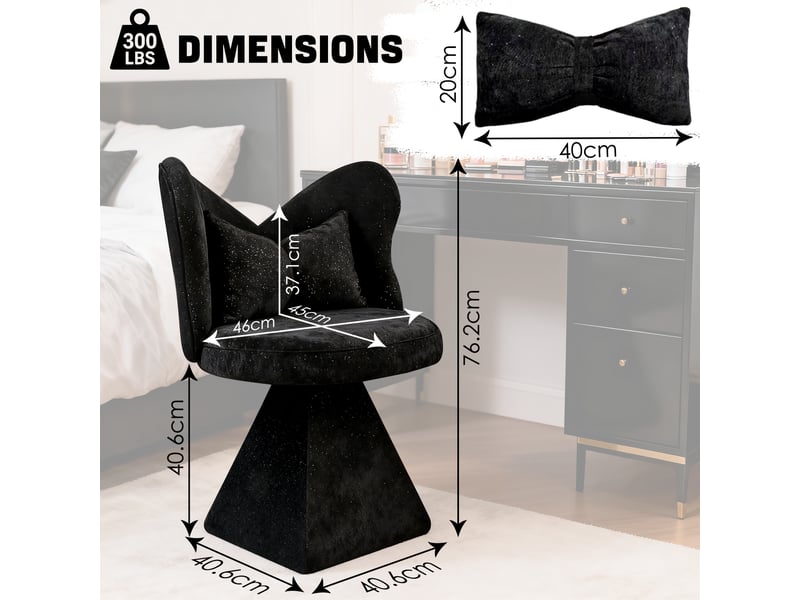  Chaise pivotante papillon, fauteuil d’appoint, chaise coiffeuse, tissu chenille, salon chambre bureau  - Conforama C
