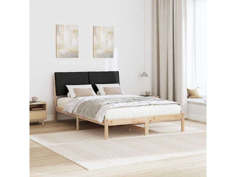  Lit double- lit adulte -  cadre de lit marron et noir 150 x 200 cm bois massif en pin  - Conforama C