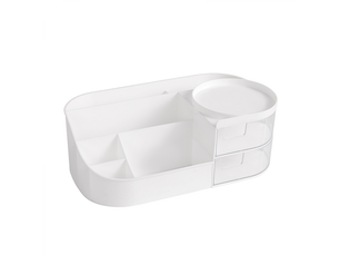 Organisateur de cosmétique avec 2 tiroirs, organiseur de maquillage make up storage cosmetic rangement salle de bain en plastique