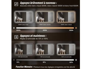 Miroir rectangulaire de salle de bain coloris noir <strong>DESMIU</strong> <strong></strong> - 70 cm x 90 cm