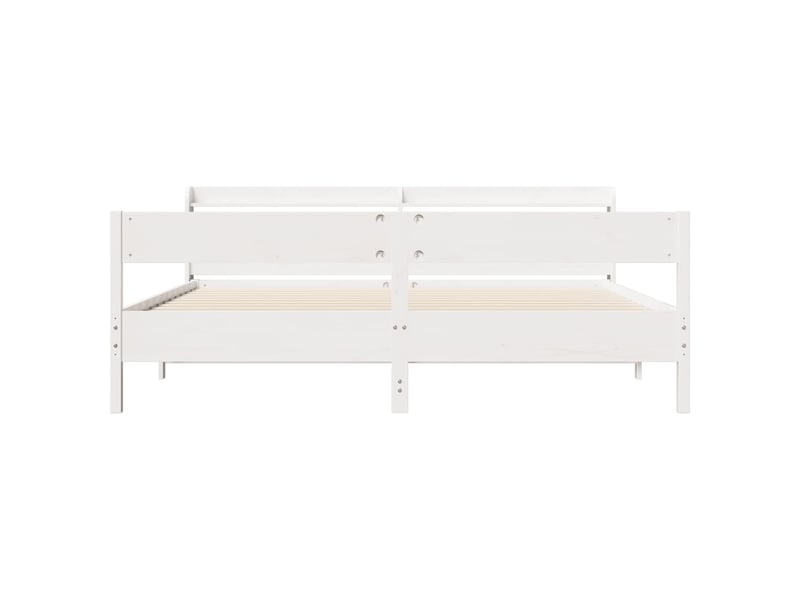 Lit double- lit adulte - cadre de lit sans matelas blanc 180x200 cm bois massif de pin - Conforama C