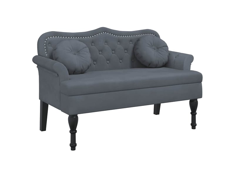  Banc salon, banc interieur avec coussins gris foncé 120,5x65x75 cm velours  - Conforama A