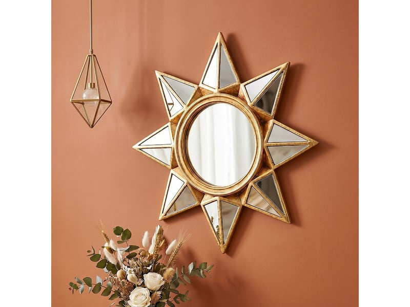  Miroir suspendu en résine motif tournesol – miroir en relief de style européen – décoration bohème pour salon ou bureau – 25 cm  - Conforama D