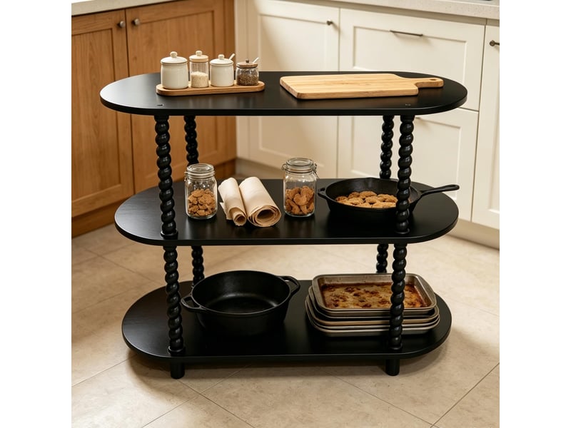  Console étroite 3 niveaux avec rangement, table d’appoint moderne pour salonchambreentrée - mdf - idéale petits espaces - noir PHK_346MAVWE - Conforama B