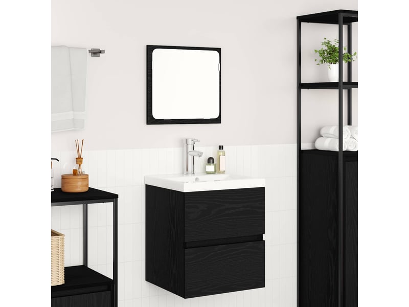  Ensemble de mobilier de salle de bain 2 pc chêne noir et blanc cf64115  - Conforama D