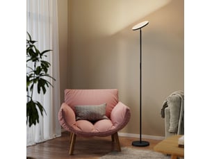Lampadaire led 25x25x177 cm noir en plastique, variateur rgb avec télécommande et tête orientable