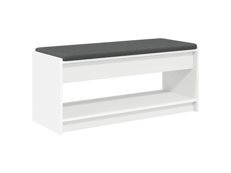  Banc d'entrée blanc 103x38x45 cm bois ingénierie et tissu  - Conforama A