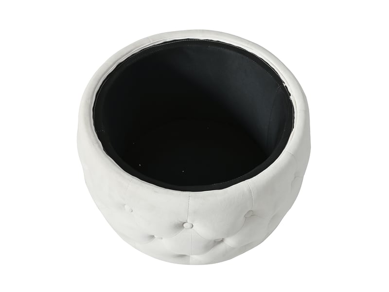  Lot de 2 poufs gigognes en velours, beige, rangement et plateau bois 4-en-1  - Conforama D