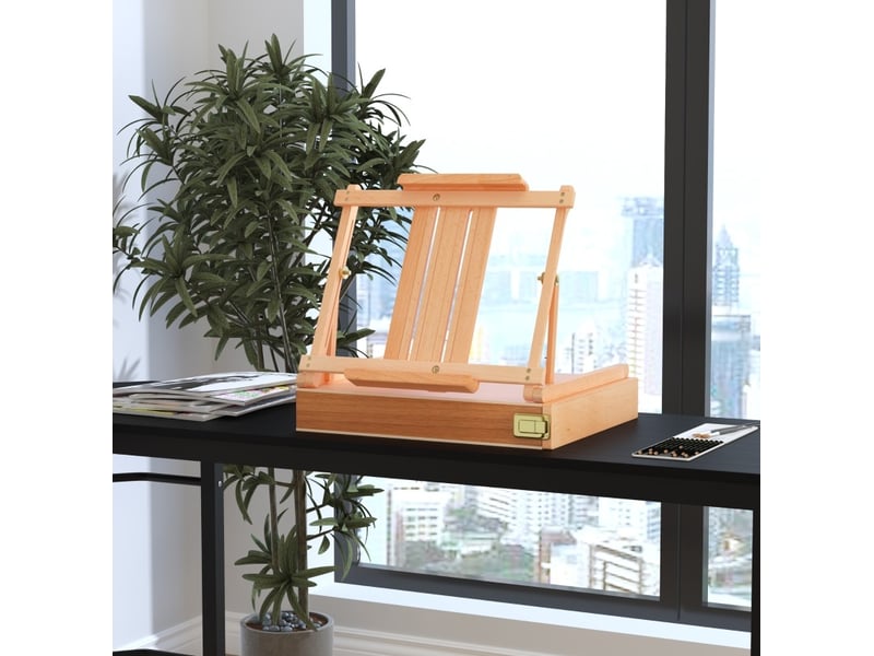  Chevalet d'atelier pliable 42x36x12,5 cm - naturel - réglable, tiroir à 4 compartiments  - Conforama B
