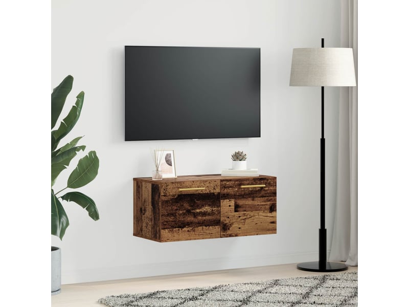  Meuble mural, rangement salon 80 x 36.5 x 35 cm bois d'ingénierie bois ancien shl8289  - Conforama D