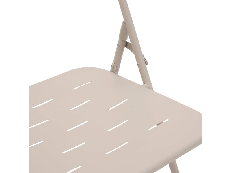  Ensemble table et chaises de jardin avec 2 chaises pliantes et 1 table, facile à ranger, en acier beige  - Conforama E
