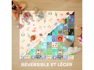 Tapis de jeu pour bébé pliable et réversible, tapis de sol en mousse épais, multicolore, 180 x 150 x 1 cm