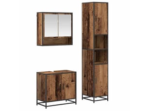 Ensemble de mobilier de salle de bain 3 pièces bois ancien cf64441