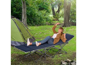 Bain de soleil 188 x 64 x 53 cm pliable coussin de tête poche latérale charge maximale 150 kg tissu oxford bleu foncé et gris