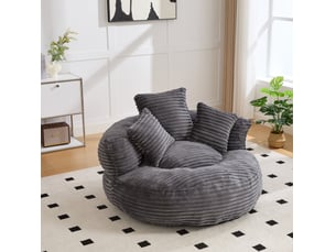 Fauteuil fixe OKWISH Velours côtelé gris vendu A l'unité