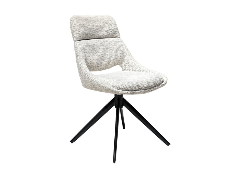  Chaise de repas pivotante 360° tissu doux écru et pieds métal – maple  - Conforama A