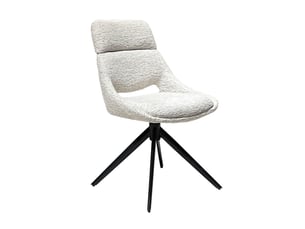 Chaise de repas pivotante 360° tissu doux écru et pieds métal – maple