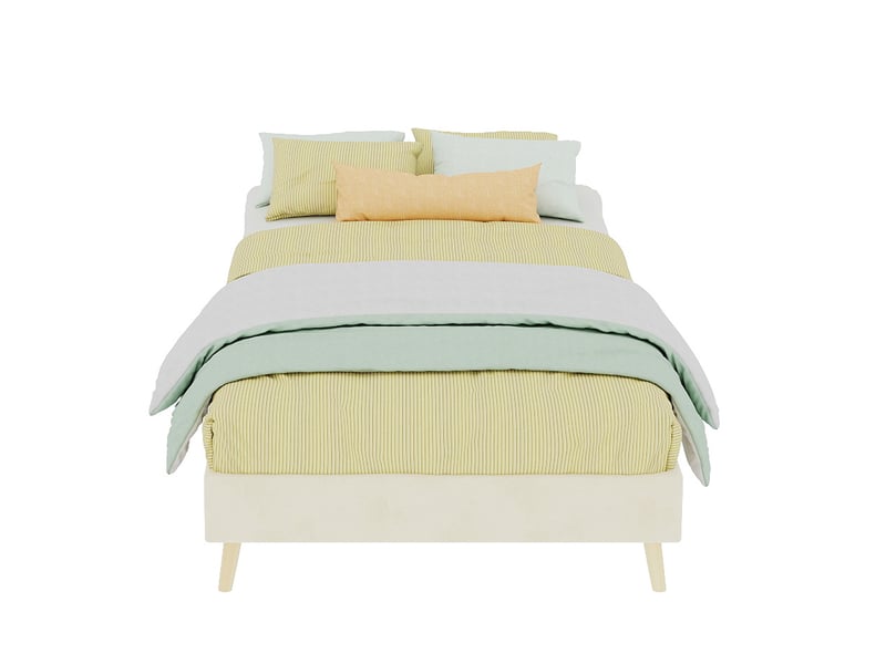  Cadre de lit, lit enfant 90x200 cm, rangement hydraulique, cadre bas, velours beige, sans matelas, réf. 354894  - Conforama D